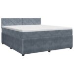 vidaXL Posteľ boxspring s matracom Tmavosivá 140 x 190 cm Zamat – Obrázok 2