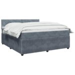 vidaXL Posteľ boxspring s matracom Tmavosivá 140 x 190 cm Zamat – Obrázok 3
