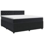 vidaXL Posteľ boxspring s matracom Čierna 140 x 200 cm Zamat – Obrázok 2