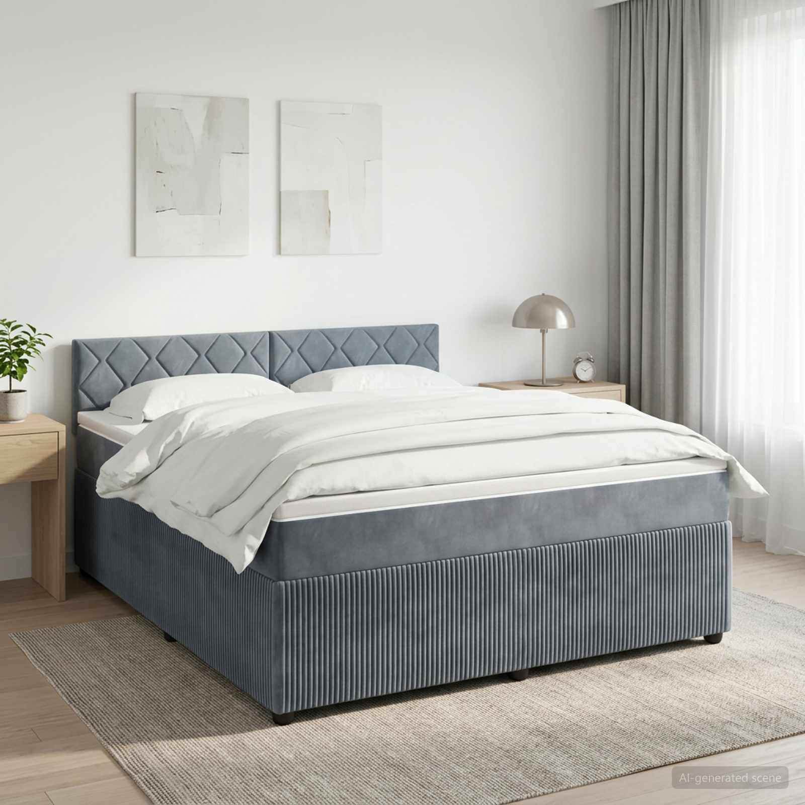 3451698_1.jpg vidaXL Posteľ boxspring s matracom Tmavosivá 140 x 200 cm Zamat – Obrázok 1
