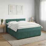 vidaXL Posteľ boxspring s matracom Tmavozelená 160 x 200 cm Zamat