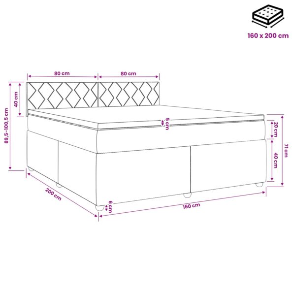 vidaXL Posteľ boxspring s matracom Tmavozelená 160 x 200 cm Zamat – Obrázok 11