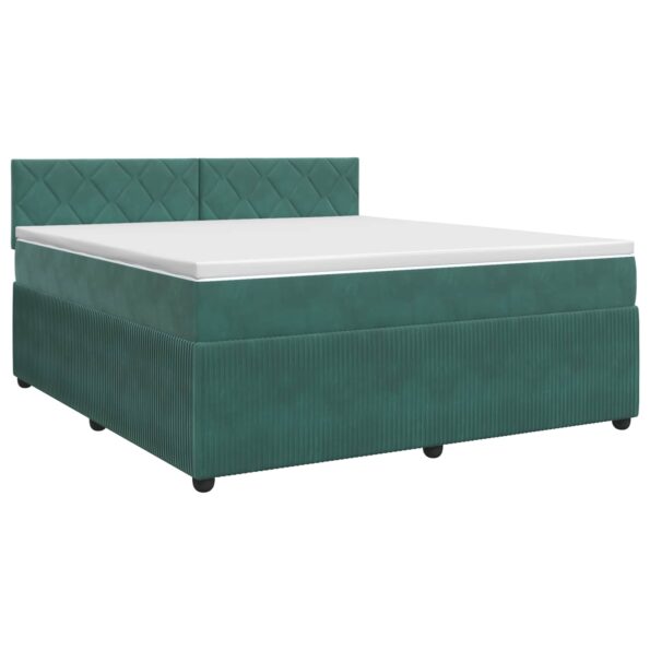 vidaXL Posteľ boxspring s matracom Tmavozelená 160 x 200 cm Zamat – Obrázok 2