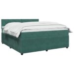 vidaXL Posteľ boxspring s matracom Tmavozelená 160 x 200 cm Zamat – Obrázok 3