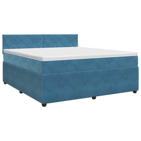 vidaXL Posteľ boxspring s matracom Tmavomodrá 160 x 200 cm Zamat – Obrázok 2