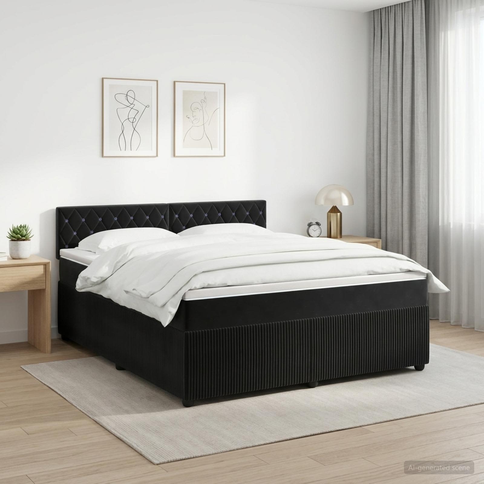 3451723_1.jpg vidaXL Posteľ boxspring s matracom Čierna 180 x 200 cm Zamat – Obrázok 1