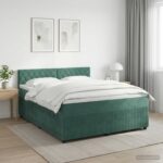 vidaXL Posteľ boxspring s matracom Tmavozelená 180 x 200 cm Zamat