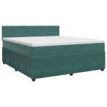 vidaXL Posteľ boxspring s matracom Tmavozelená 180 x 200 cm Zamat – Obrázok 2