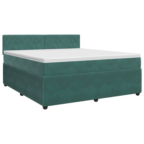 vidaXL Posteľ boxspring s matracom Tmavozelená 180 x 200 cm Zamat – Obrázok 2
