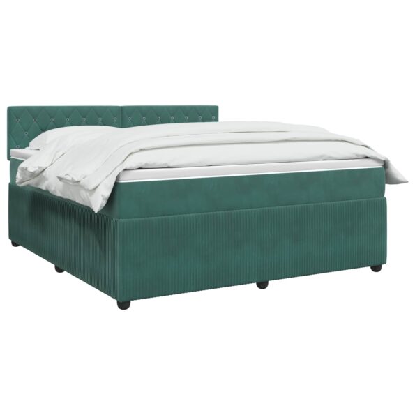 vidaXL Posteľ boxspring s matracom Tmavozelená 180 x 200 cm Zamat – Obrázok 3
