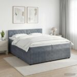 vidaXL Posteľ boxspring s matracom Tmavosivá 200 x 200 cm Zamat