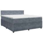 vidaXL Posteľ boxspring s matracom Tmavosivá 200 x 200 cm Zamat – Obrázok 2