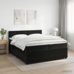 vidaXL Posteľ boxspring s matracom Čierna 200 x 200 cm Zamat