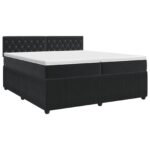 vidaXL Posteľ boxspring s matracom Čierna 200 x 200 cm Zamat – Obrázok 2