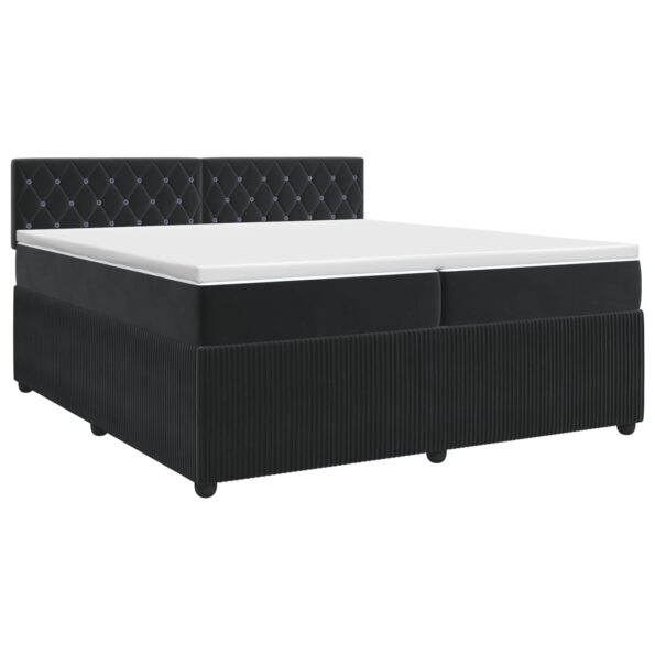 vidaXL Posteľ boxspring s matracom Čierna 200 x 200 cm Zamat – Obrázok 2