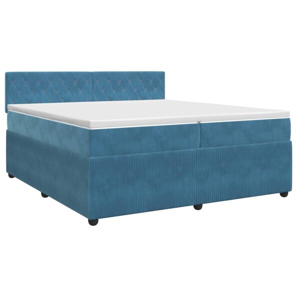 vidaXL Posteľ boxspring s matracom Tmavomodrá 200 x 200 cm Zamat – Obrázok 2