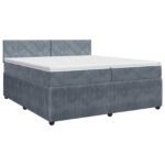 vidaXL Posteľ boxspring s matracom Tmavosivá 200 x 200 cm Zamat – Obrázok 2
