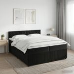 vidaXL Posteľ boxspring s matracom Čierna 200 x 200 cm Zamat