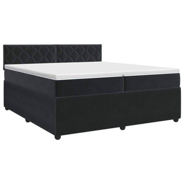 vidaXL Posteľ boxspring s matracom Čierna 200 x 200 cm Zamat – Obrázok 2