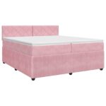 vidaXL Posteľ boxspring s matracom Ružová 200 x 200 cm Zamat – Obrázok 2