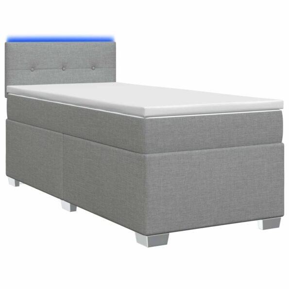 vidaXL Posteľ s boxspringom a matracom a LED Svetlosivá 80 x 200 cm – Obrázok 2