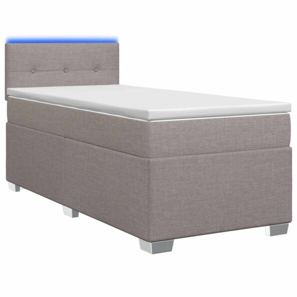 vidaXL Posteľ s boxspringom a matracom a LED Sivohnedá 80 x 200 cm – Obrázok 2