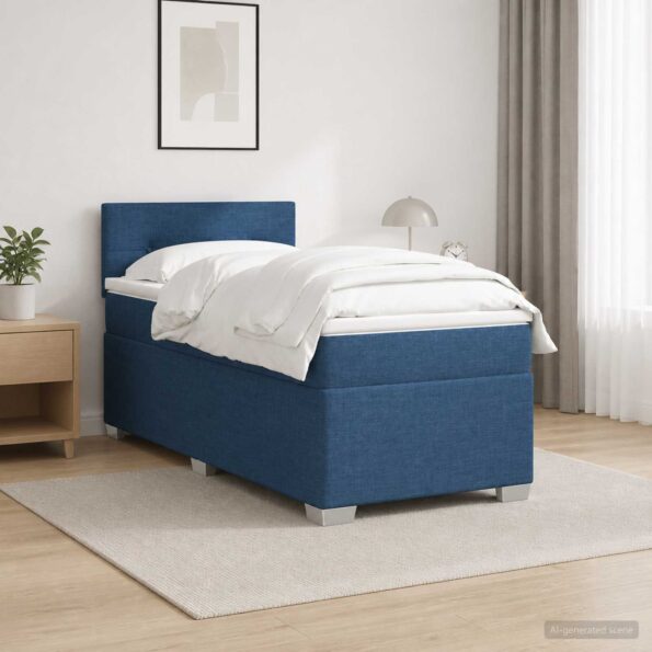 vidaXL Posteľ s boxspringom a matracom a LED Modrá 80 x 200 cm Látka – Obrázok 4