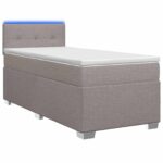 vidaXL Posteľ s boxspringom a matracom a LED Sivohnedá 90 x 190 cm – Obrázok 2