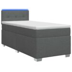 vidaXL Posteľ s boxspringom a matracom a LED Tmavosivá 90 x 200 cm – Obrázok 2