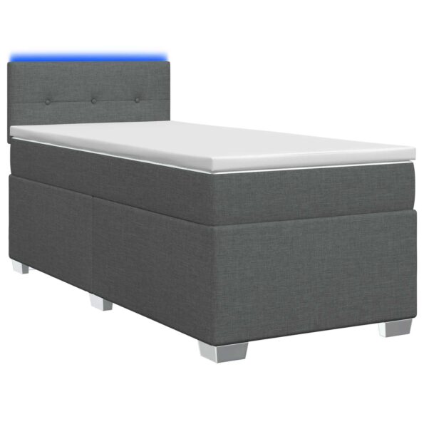 vidaXL Posteľ s boxspringom a matracom a LED Tmavosivá 90 x 200 cm – Obrázok 2