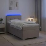 vidaXL Posteľ s boxspringom a matracom a LED Sivohnedá 90 x 200 cm