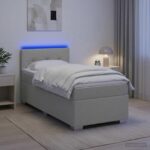 vidaXL Posteľ s boxspringom a matracom a LED Svetlosivá 100 x 200 cm