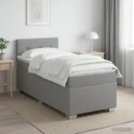 vidaXL Posteľ s boxspringom a matracom a LED Svetlosivá 100 x 200 cm – Obrázok 4