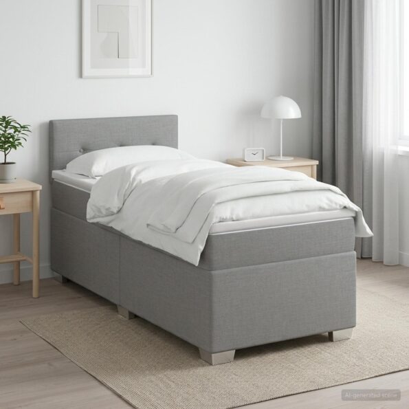 vidaXL Posteľ s boxspringom a matracom a LED Svetlosivá 100 x 200 cm – Obrázok 4