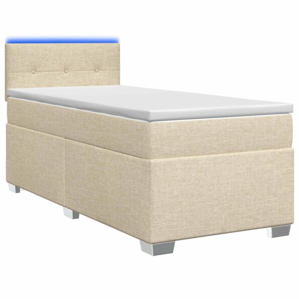 vidaXL Posteľ s boxspringom a matracom a LED Krémová 100 x 200 cm – Obrázok 2