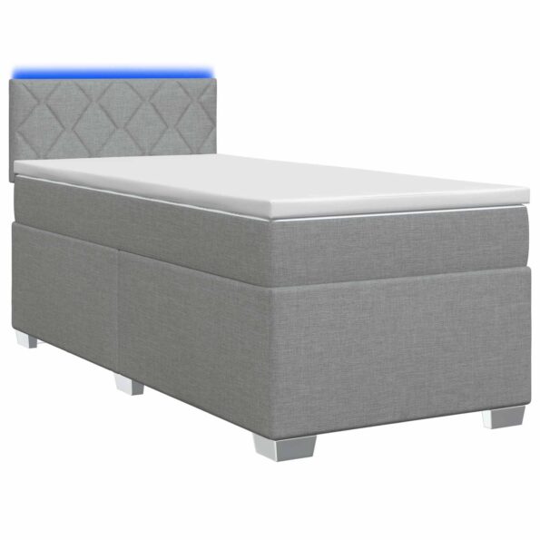 vidaXL Posteľ s boxspringom a matracom a LED Svetlosivá 100 x 200 cm – Obrázok 2