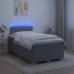 vidaXL Posteľ s boxspringom a matracom a LED Svetlosivá 120 x 190 cm