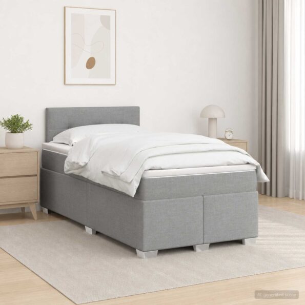vidaXL Posteľ s boxspringom a matracom a LED Svetlosivá 120 x 190 cm – Obrázok 4