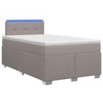 vidaXL Posteľ s boxspringom a matracom a LED Sivohnedá 120 x 190 cm – Obrázok 2