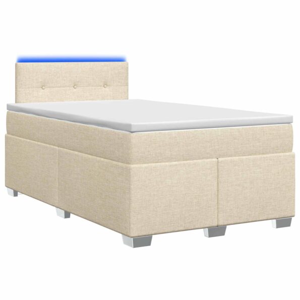 vidaXL Posteľ s boxspringom a matracom a LED Krémová 120 x 190 cm – Obrázok 2