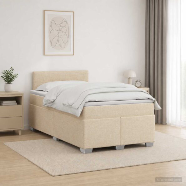 vidaXL Posteľ s boxspringom a matracom a LED Krémová 120 x 190 cm – Obrázok 4