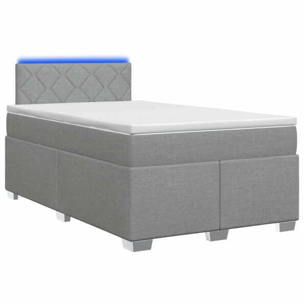 vidaXL Posteľ s boxspringom a matracom a LED Svetlosivá 120 x 190 cm – Obrázok 2
