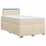 vidaXL Posteľ s boxspringom a matracom a LED Krémová 120 x 190 cm – Obrázok 2