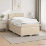 vidaXL Posteľ s boxspringom a matracom a LED Krémová 120 x 190 cm – Obrázok 4