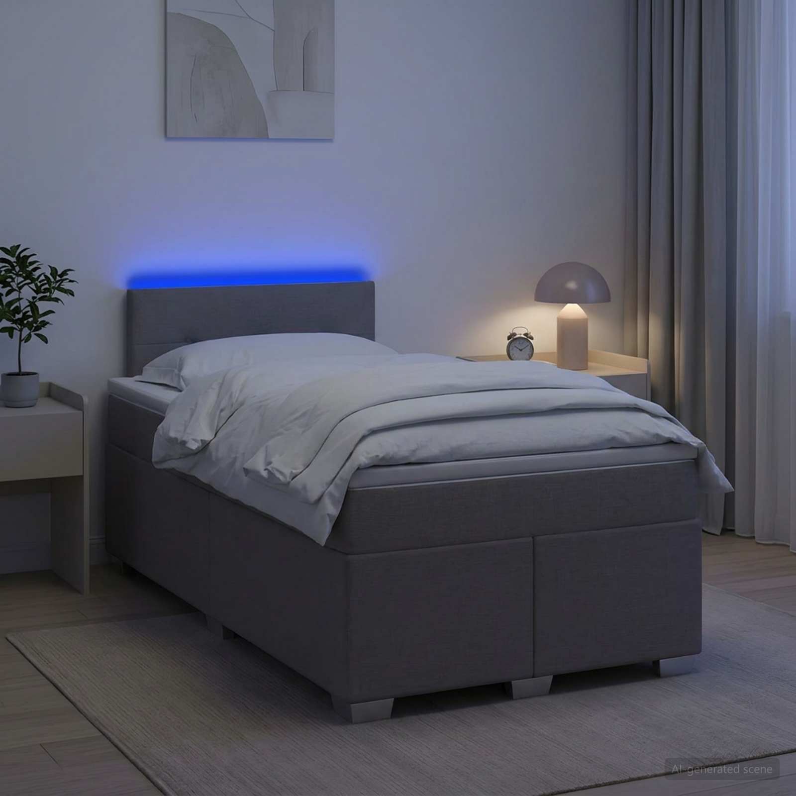 3451921_1.jpg vidaXL Posteľ s boxspringom a matracom a LED Sivohnedá 120 x 200 cm – Obrázok 1