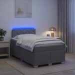 vidaXL Posteľ s boxspringom a matracom a LED Svetlosivá 120 x 200 cm