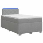 vidaXL Posteľ s boxspringom a matracom a LED Svetlosivá 120 x 200 cm – Obrázok 2