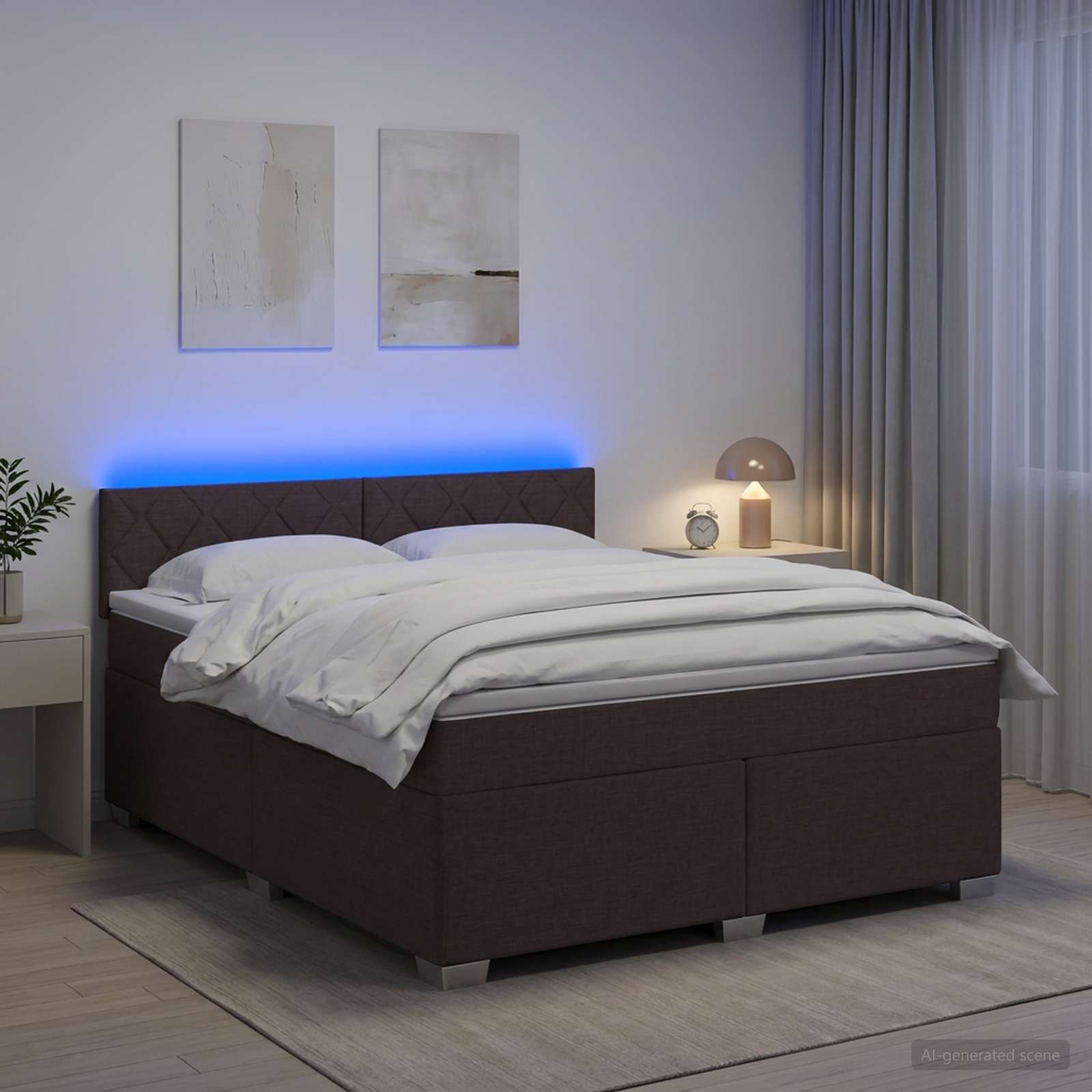 3451948_1.jpg vidaXL Posteľ s boxspringom a matracom a LED Tmavohnedá 140 x 190 cm – Obrázok 1