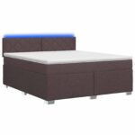 vidaXL Posteľ s boxspringom a matracom a LED Tmavohnedá 140 x 190 cm – Obrázok 2