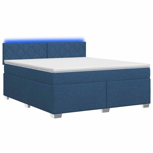 vidaXL Posteľ s boxspringom a matracom a LED Modrá 140 x 190 cm Látka – Obrázok 2